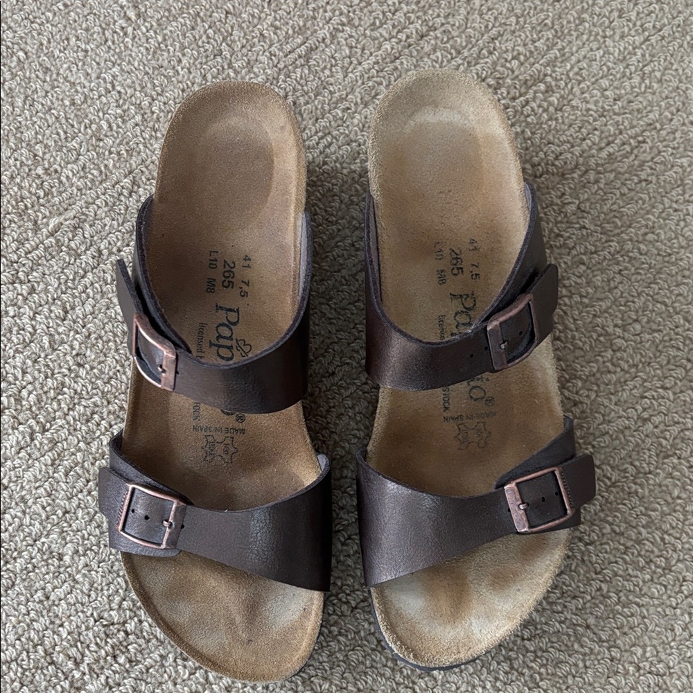 Birkenstock Papillio Dorothy Wedge Sandal Brown Bronze with Buckle Size 10 - Picture 4 of 11